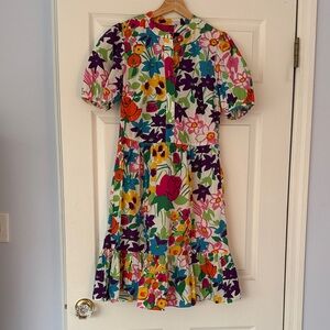 J. Crew Girls' Floral Puff-Sleeve Dress in White with Multicolor Flowers